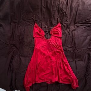 NWT Oh Polly Slinky Drop Waist Backless Heart Detail Dress